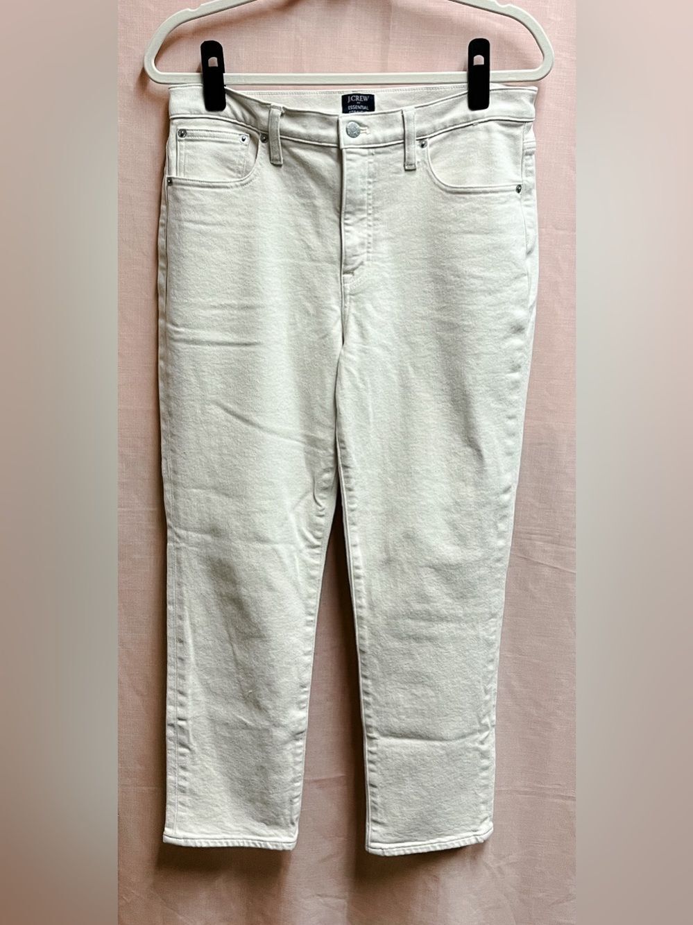 J. Crew Women’s White High-Rise Straight Slightly Cropped Jeans